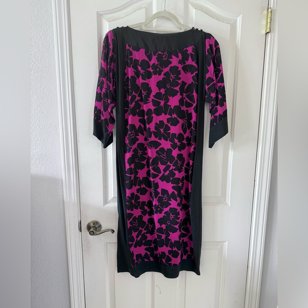 Vintage Silk Studio Black and Pink Floral Dress